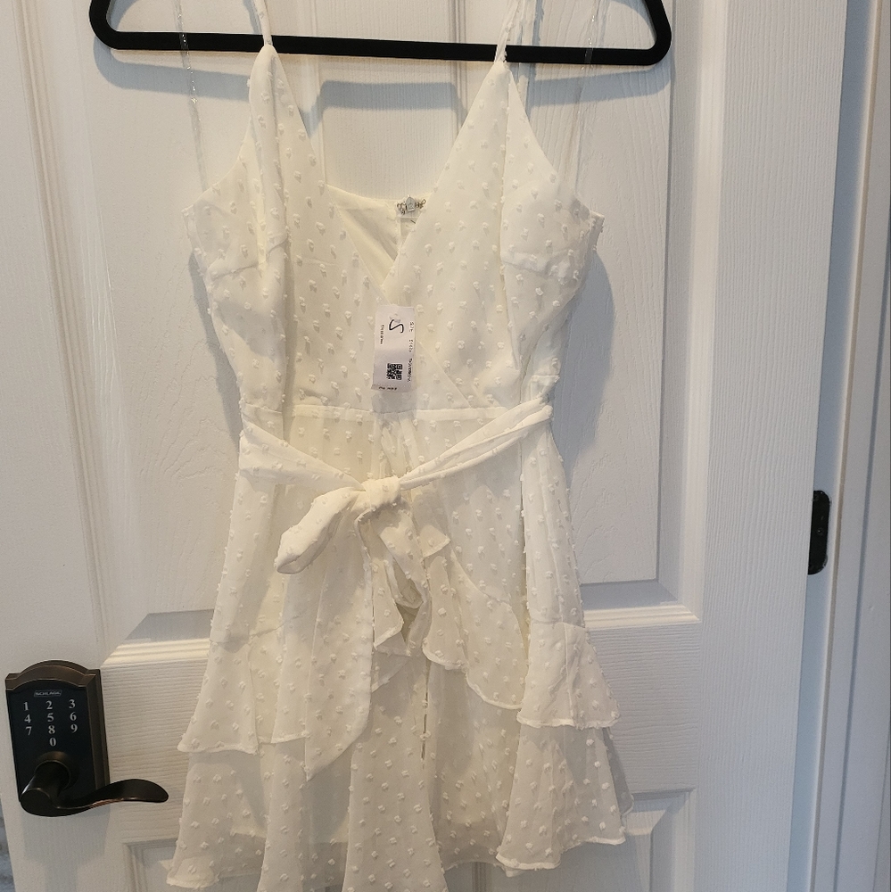 Chiffon Dress White, Size Small